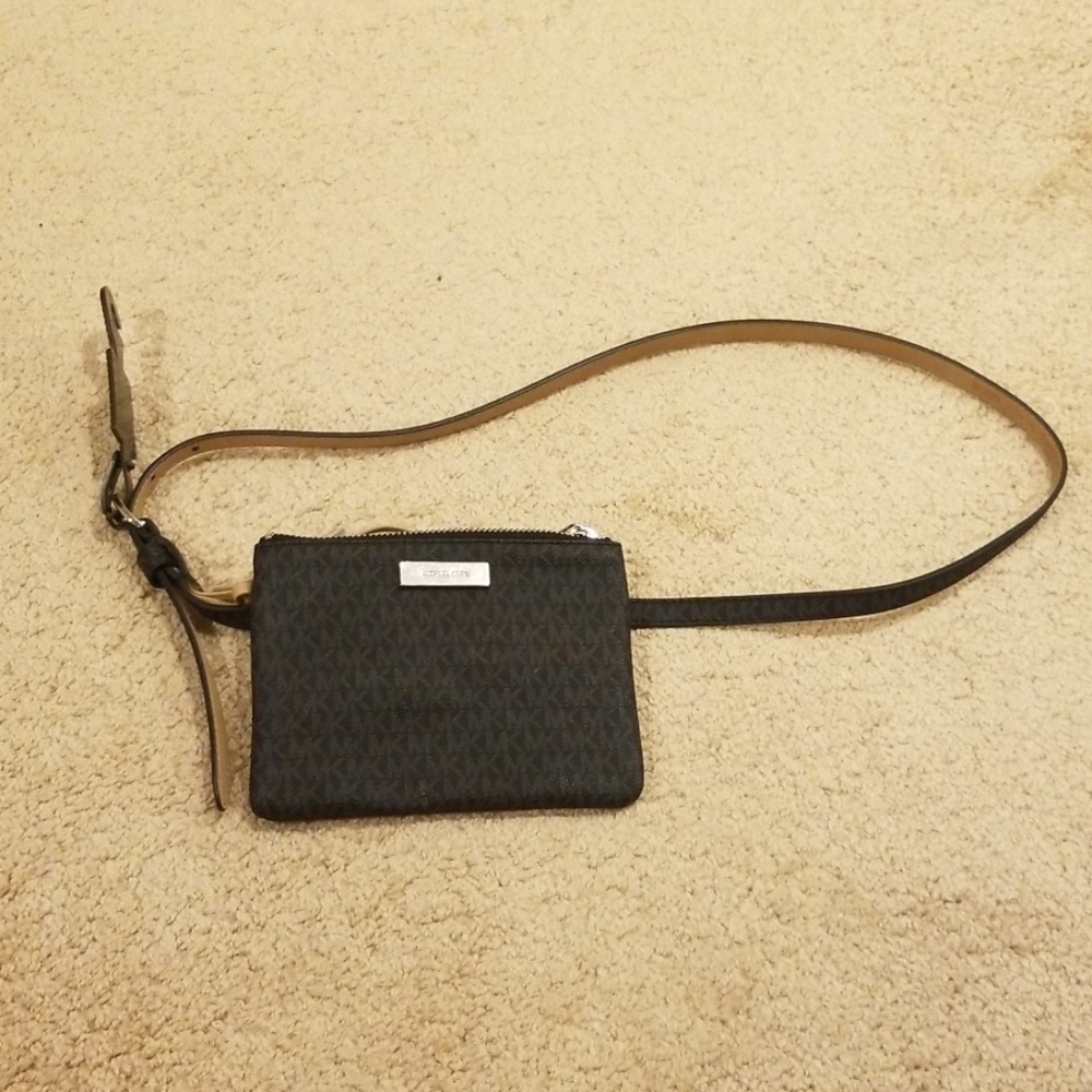 New! MICHAEL KORS Black Monogram Fanny Pack